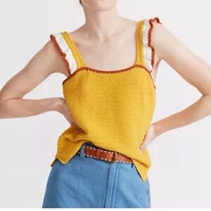 Madewell Colorblock Crocheted Ruffle-Strap Sweater Tank #63